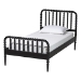 Baxton Studio Lucera Mid-Century Black Twin Size 3-Piece Bobbin Bedroom Set - MG0110-4-Black-Twin 3PC Bedroom Set