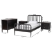 Baxton Studio Lucera Mid-Century Black Full Size 4-Piece Bobbin Bedroom Set - MG0110-4-Black-Full 4PC Bedroom Set