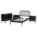 Baxton Studio Lucera Mid-Century Black Full Size 4-Piece Bobbin Bedroom Set - MG0110-4-Black-Full 4PC Bedroom Set