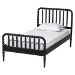Baxton Studio Lucera Mid-Century Black Full Size 4-Piece Bobbin Bedroom Set - MG0110-4-Black-Full 4PC Bedroom Set