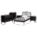 Baxton Studio Lucera Mid-Century Black Twin Size 5-Piece Bobbin Bedroom Set - MG0110-4-Black-Twin 5PC Bedroom Set