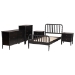 Baxton Studio Lucera Mid-Century Black Twin Size 5-Piece Bobbin Bedroom Set - MG0110-4-Black-Twin 5PC Bedroom Set