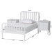 Baxton Studio Lucera Mid-Century White Twin Size 3-Piece Bobbin Bedroom Set - MG0110-4-White-Twin 3PC Bedroom Set