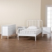 Baxton Studio Lucera Mid-Century White Twin Size 4-Piece Bobbin Bedroom Set - MG0110-4-White-Twin 4PC Bedroom Set