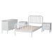 Baxton Studio Lucera Mid-Century White Twin Size 4-Piece Bobbin Bedroom Set - MG0110-4-White-Twin 4PC Bedroom Set