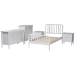 Baxton Studio Lucera Mid-Century White Twin Size 5-Piece Bobbin Bedroom Set - MG0110-4-White-Twin 5PC Bedroom Set
