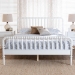 Baxton Studio Lucera Mid-Century White Queen Size Bobbin Bed - MG0110-4-White-Queen