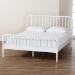 Baxton Studio Lucera Mid-Century White Queen Size Bobbin Bed - MG0110-4-White-Queen