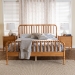 Baxton Studio Lucera Mid-Century Oak Brown Queen Size 3-Piece Bobbin Bedroom Set - MG0110-4-NT Oak-Queen 3PC Bedroom Set