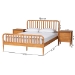 Baxton Studio Lucera Mid-Century Oak Brown Queen Size 3-Piece Bobbin Bedroom Set - MG0110-4-NT Oak-Queen 3PC Bedroom Set