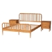 Baxton Studio Lucera Mid-Century Oak Brown Queen Size 3-Piece Bobbin Bedroom Set - MG0110-4-NT Oak-Queen 3PC Bedroom Set