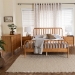 Baxton Studio Lucera Mid-Century Oak Brown Queen Size 4-Piece Bobbin Bedroom Set - MG0110-4-NT Oak-Queen 4PC Bedroom Set