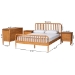 Baxton Studio Lucera Mid-Century Oak Brown Queen Size 4-Piece Bobbin Bedroom Set - MG0110-4-NT Oak-Queen 4PC Bedroom Set