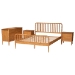 Baxton Studio Lucera Mid-Century Oak Brown Queen Size 4-Piece Bobbin Bedroom Set - MG0110-4-NT Oak-Queen 4PC Bedroom Set