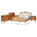 Baxton Studio Lucera Mid-Century Oak Brown Queen Size 5-Piece Bobbin Bedroom Set - MG0110-4-NT Oak-Queen 5PC Bedroom Set