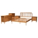 Baxton Studio Lucera Mid-Century Oak Brown Queen Size 5-Piece Bobbin Bedroom Set - MG0110-4-NT Oak-Queen 5PC Bedroom Set