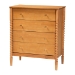 Baxton Studio Lucera Mid-Century Oak Brown Queen Size 5-Piece Bobbin Bedroom Set - MG0110-4-NT Oak-Queen 5PC Bedroom Set