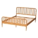 Baxton Studio Lucera Mid-Century Oak Brown Queen Size Bobbin Bed - MG0110-4-NT Oak-Queen