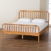 Baxton Studio Lucera Mid-Century Oak Brown Queen Size Bobbin Bed - MG0110-4-NT Oak-Queen