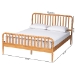 Baxton Studio Lucera Mid-Century Oak Brown Queen Size Bobbin Bed - MG0110-4-NT Oak-Queen