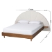 Baxton Studio Bernice Japandi Cream Boucle and Walnut Brown Wood King Bed - BBT61266-Cream/Walnut-King