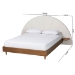 Baxton Studio Bernice Japandi Cream Boucle and Walnut Brown Wood King Bed - BBT61266-Cream/Walnut-King