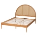 Baxton Studio Wrenley Japandi Oak Brown Wood Queen Bed with Antique Rattan - MG0238-NTOak/5703R Rattan-Queen