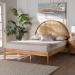 Baxton Studio Wrenley Japandi Oak Brown Wood Queen Bed with Antique Rattan - MG0238-NTOak/5703R Rattan-Queen