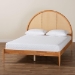 Baxton Studio Wrenley Japandi Oak Brown Wood Queen Bed with Antique Rattan - MG0238-NTOak/5703R Rattan-Queen