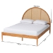 Baxton Studio Wrenley Japandi Oak Brown Wood Queen Bed with Antique Rattan - MG0238-NTOak/5703R Rattan-Queen