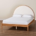 Baxton Studio Dawson Japandi Cream Teddy Fabric and Oak Brown Wood Queen Bed - MG0238-1-NT Oak/Cream 3001-Queen