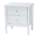 Baxton Studio Lucera Mid-Century White 2-Drawer Bobbin Nightstand