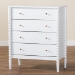 Baxton Studio Lucera Mid-Century White Bobbin Wood 4-Drawer Chest - MG9011-White-4DW-Chest