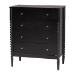 Baxton Studio Lucera Mid-Century Black Bobbin Wood 4-Drawer Chest