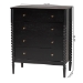Baxton Studio Lucera Mid-Century Black Bobbin Wood 4-Drawer Chest - MG9011-Black-4DW-Chest