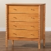 Baxton Studio Lucera Mid-Century Oak Brown Bobbin Wood 4-Drawer Chest - MG9011-NT Oak-4DW-Chest