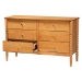 Baxton Studio Lucera Mid-Century Oak Brown Bobbin Wood 6-Drawer Dresser - MG9011-NT Oak-6DW-Dresser