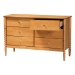 Baxton Studio Lucera Mid-Century Oak Brown Bobbin Wood 6-Drawer Dresser - MG9011-NT Oak-6DW-Dresser