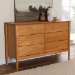 Baxton Studio Lucera Mid-Century Oak Brown Bobbin Wood 6-Drawer Dresser - MG9011-NT Oak-6DW-Dresser