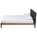 Baxton Studio Mariette Japandi Dark Grey Teddy Fabric and Walnut Brown Wood Queen Bed - BBT61242-XD841-26 Dark Grey/Walnut-Queen