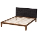 Baxton Studio Mariette Japandi Dark Grey Teddy Fabric and Walnut Brown Wood Queen Bed - BBT61242-XD841-26 Dark Grey/Walnut-Queen