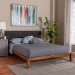 Baxton Studio Mariette Japandi Dark Grey Teddy Fabric and Walnut Brown Wood Queen Bed - BBT61242-XD841-26 Dark Grey/Walnut-Queen