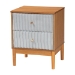 Baxton Studio Taylin Mid-Century Grey Corduroy and Oak Brown Wood 2-Drawer Nightstand