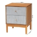 Baxton Studio Taylin Mid-Century Grey Corduroy and Oak Brown Wood 2-Drawer Nightstand - MG9012-Grey-HC1315-16/NT-Oak-2DW-NS