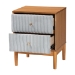 Baxton Studio Taylin Mid-Century Grey Corduroy and Oak Brown Wood 2-Drawer Nightstand - MG9012-Grey-HC1315-16/NT-Oak-2DW-NS