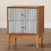 Baxton Studio Taylin Mid-Century Grey Corduroy and Oak Brown Wood 2-Drawer Nightstand - MG9012-Grey-HC1315-16/NT-Oak-2DW-NS