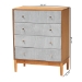 Baxton Studio Taylin Mid-Century Grey Corduroy and Oak Brown Wood 4-Drawer Chest - MG9012-Grey-HC1315-16/NT-Oak-4DW-Chest