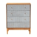 Baxton Studio Taylin Mid-Century Grey Corduroy and Oak Brown Wood 4-Drawer Chest - MG9012-Grey-HC1315-16/NT-Oak-4DW-Chest