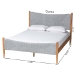 Baxton Studio Taylin Mid-Century Grey Corduroy and Oak Brown Wood Queen Bed - MG0243-Grey-HC1315-16/NT-Oak-Queen