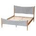 Baxton Studio Taylin Mid-Century Grey Corduroy and Oak Brown Wood Queen Bed - MG0243-Grey-HC1315-16/NT-Oak-Queen